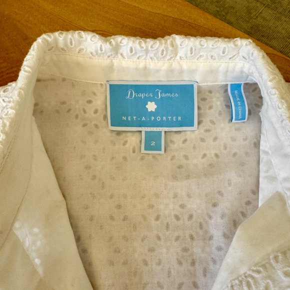 Draper James x Net-a-Porter White Eyelet Midi Shirt Dress with embroidery, 2 - Picture 2 of 6